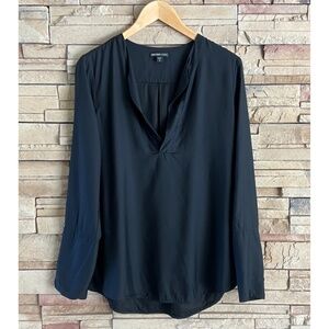 James Perse Black Silk Long Sleeve Blouse Size 3 Large